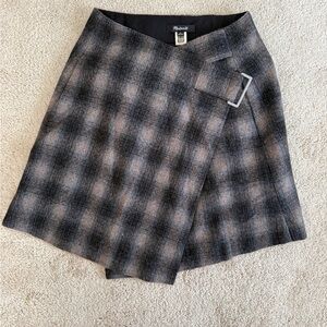 Madewell Asymmetrical Plaid Skirt with Buckle